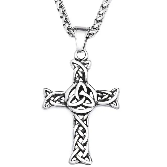 unknown Other - Stainless Steel Celtic Knot Cross Pendant Necklace